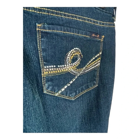 Seven7 Embellished Bootcut Jeans Dark Wash Stretch Sparkle Women Size 6 - Picture 6 of 10